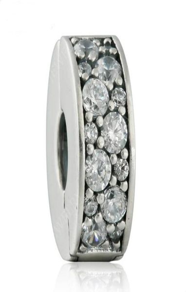

clear crystal pave ser lock clip charm bead authentic 925sterlingsilver delicate fine jewelry diy fit beads bracelet making4707853, Black