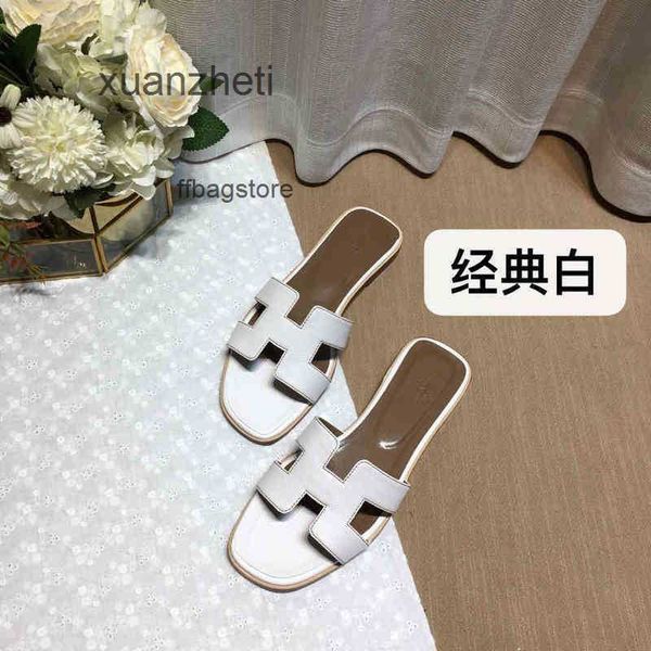 

2023 leather slipper designer herm higversion oran women's sandals slippers shoes family summer fashion flip flop leisure wear beacflat