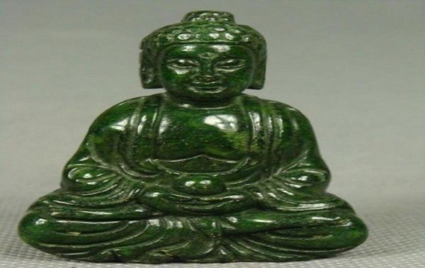 

whole chinese old handwork green jade carving buddha pendant netsuke91211046802147, Silver
