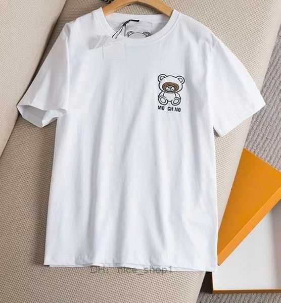 

summer designer womens moschino t shirts tees cartoon bear stamp loose cotton round neck for outdoor leisure clothing mens shirt 2 1vtz, White