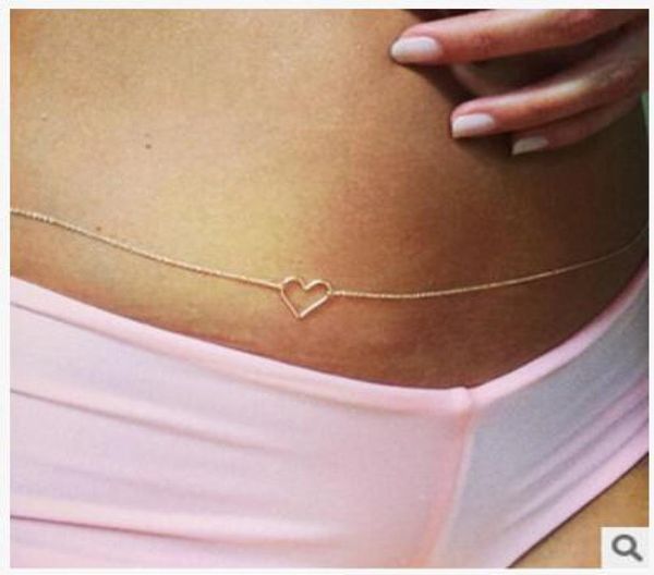 

fashion heart chain waist tone gold bikini belly body chain gift jewelry2704080, Silver
