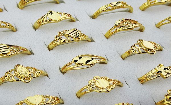 

2016 new charms 10pcs 18k gold vintage womens mix style carving rings whole jewlery lots a8069420663, Golden;silver