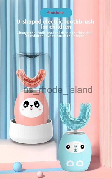 

other baby feeding new in kid u-shape electric sonic silicone toothbrush for cleaning head replaceable usb charge english music home applian