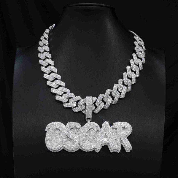 

custom hip hop 925 sterling silver men full diamond necklace moissanite letter pendant