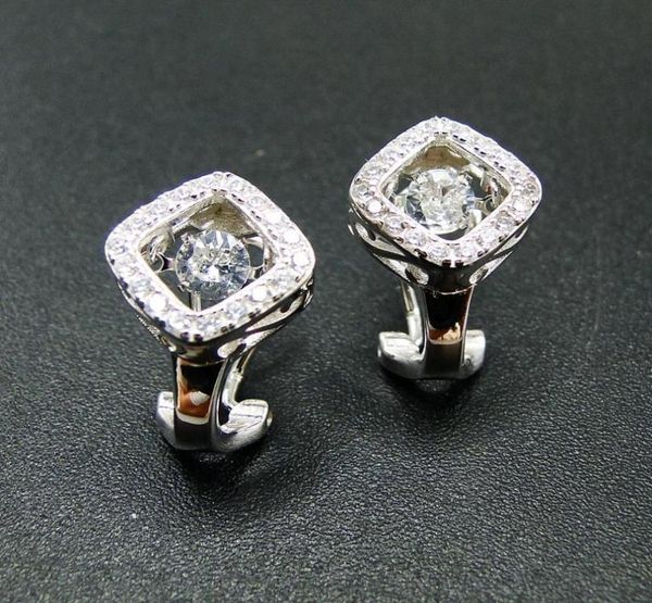 

selling 925 sterling silver dancing diamond dancing cz womens stud earrings for engagement party birthday gift 2105244933312, Golden;silver