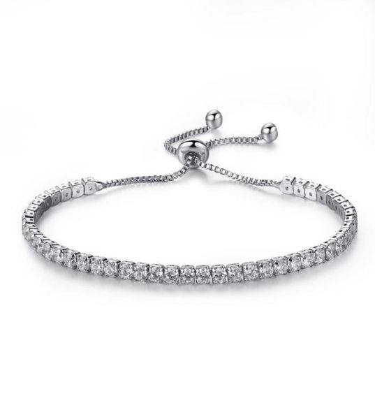

elegant platinum plated bezel set cubic zirconia tennis adjustable bracelet3299674, Golden;silver