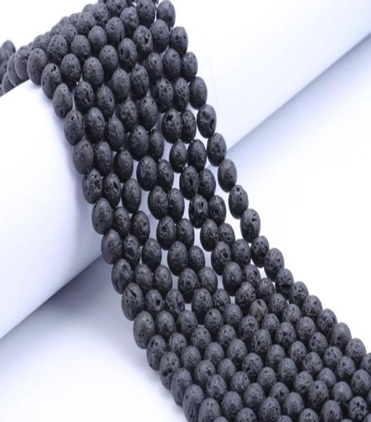 

fashion diy accessories lava rock loose beads black gem natural stone beads for women bracelets jewelry making whole bulk lots5291522