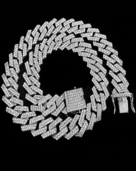 

pendant necklaces iced out men jewelry 5a cz hip hop bling micro pave 19mm cuban link chain big heavy chunky necklace7423902, Silver