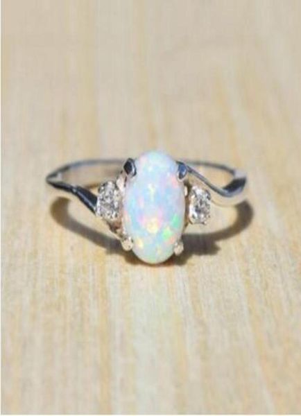 

5 colors big gemstone opal ring fashion women solitaire wedding ring jewelry gift1967002, Golden;silver