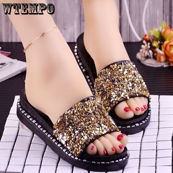 

slippers women crystal slippers ladies bling flats female fashion outdoor beach shoes female footwear women summer slides plus size 230713, Black