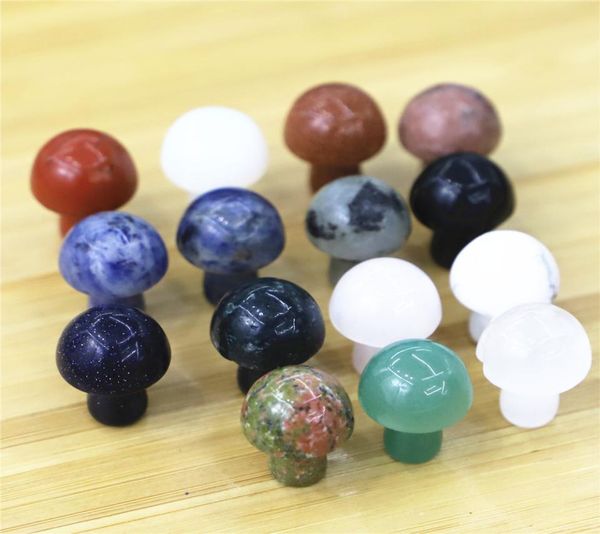 

fashion 20mm mushroom statue natural stone carved decoration quartz hand polished healing crystal reiki trinket gift room ornament1643743, Black