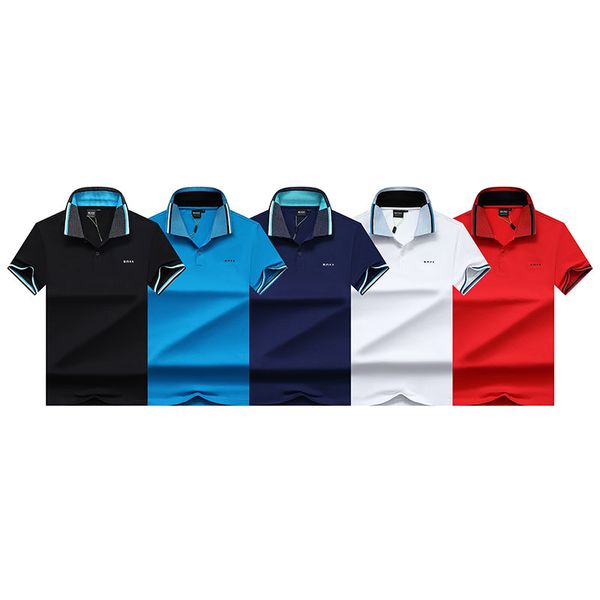

fashion mens polos boss men luxury designer striped polo collar striped short sleeve t shirt shirt solid letter pattern cotton classic casua, White;black