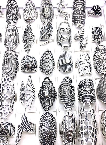 

whole 100pcslot antique silver plated women039s bohemian jewelry rings mix styles finger ring party gifts brand new5760930, Golden;silver