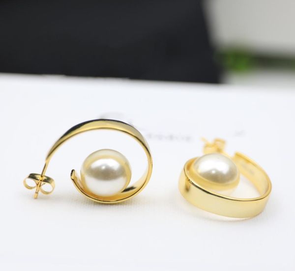 

earring women classic simple pearl stud luxury designer prevent allergy jewelry ladies rings never fade not allergic925 gift9759277, Golden;silver