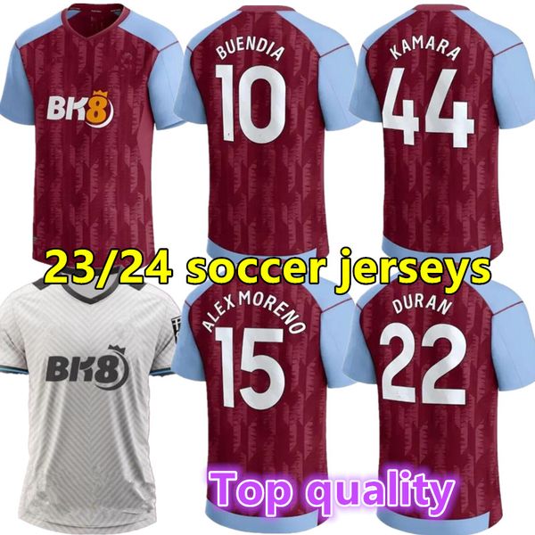 

23 24 home aston villaes soccer jerseys 2023 2024 kamara watkins buendia mcginn el ghazi douglas luiz mings konsa cash men football shirts, Black;yellow