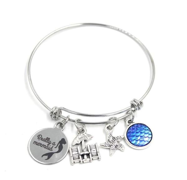

new arrival stainless steel bangle expandable mermaid bangle really a mermaid bracelet charm bracelet bangle summer bracelets jewe6654886, Golden;silver