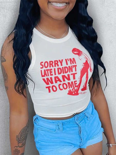 

women's t-shirt wholesale summer outfits y2k streetwear white print letter graph tank t shirts sleeveless tank crop casual tees l230713