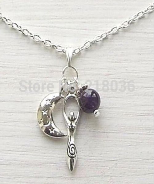 

vintage silver goddess of life moon amethyst charms statement choker chain pendant necklaces woman fashion jewelry girls bijoux 12468137