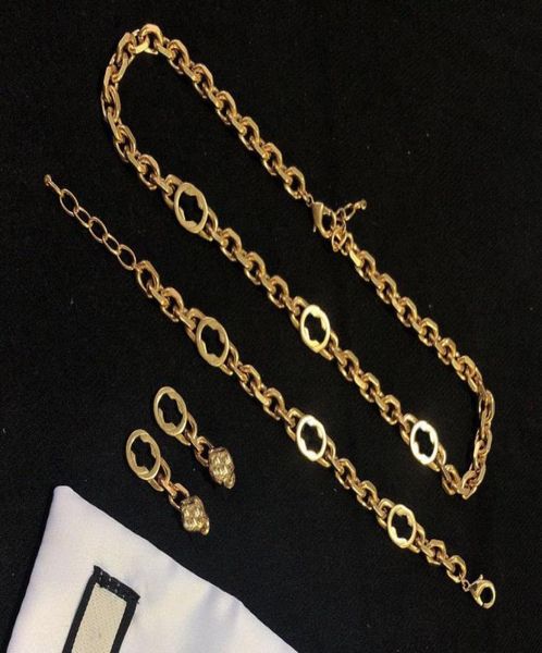 

designer jewelry ladies vintage gold fashion letter necklace bracelet pure copper material couple wedding birthday gi6007824, Golden;silver