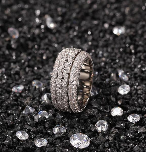 

rotatable cuban ring fashion hip hop ring jewelry mens gold silver rings quality iced out rings9810670, Golden;silver
