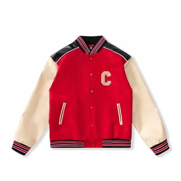

2023 mens designer jacket men coats flight jacke baseball uniform letter c embroidery pu leather comfortable pearl clasp fashion men's, Black;brown