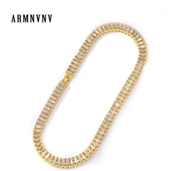 

chains hip hop square rhinestones bling iced out gold color tennis chain necklaces women men 1 row crystal link male jewelry13552674, Silver