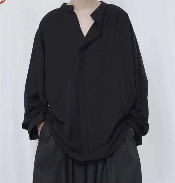

men039s shirt tide japanese yamamoto style dark niche loose large size handsome longsleeved casual shirts54568645737706, White;black