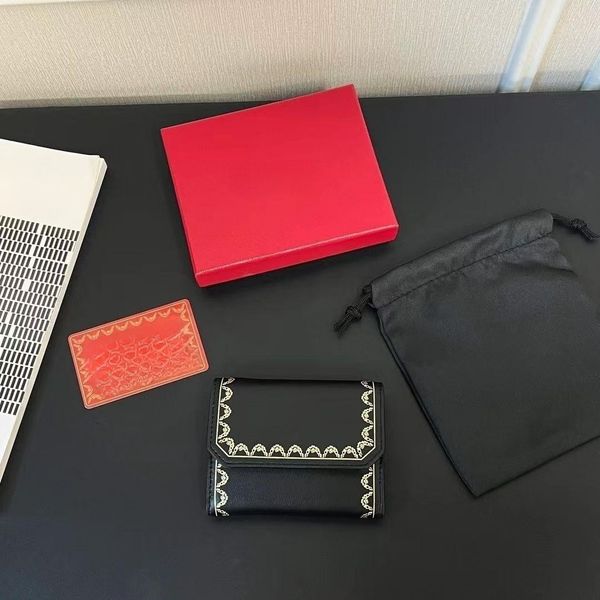 

designer classic men's and women's wallet fold simple light luxury cowhide short wallet original case card holder leather wallet c, Red;black