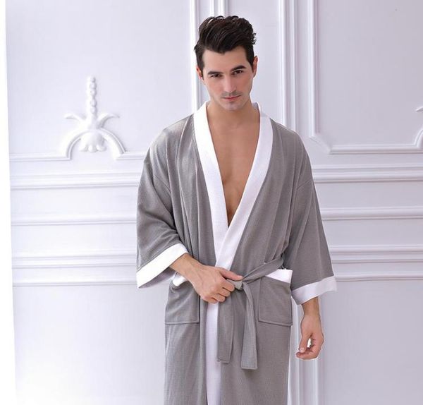 

women039s sleepwear short home clothes men039s nightgown loose waffle el cotton bathrobe1366765, Black;red