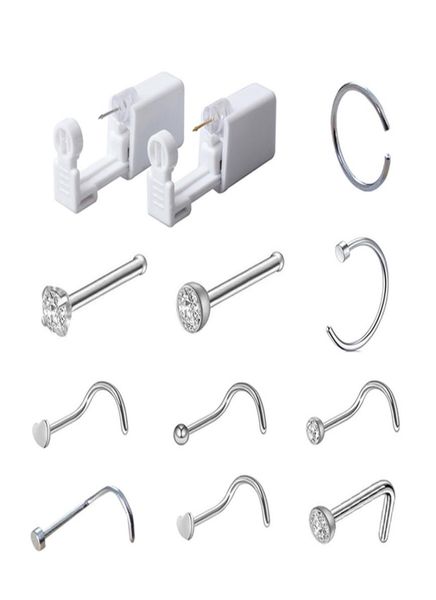 

disposable safe sterile piercing unit for gem nose studs piercing gun piercer tool machine kit earring nose stud body jewelry7348331, Silver
