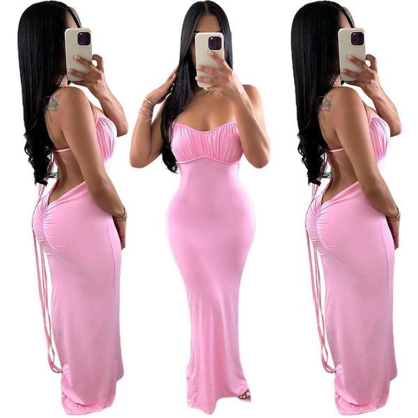 

womens wholesale solid color backless tube sleeveless dress for women, Black;gray