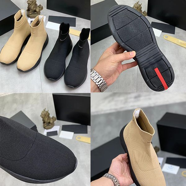 

popular logo men's shoes in the spring of 2023 new net surface breathable a pedal stretch socks shoes leisure sports mens shoes for men, Black