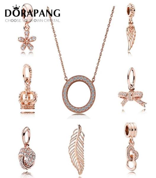 

dorapang authentic 925 sterling silver beads hearts of crystal pendant necklace fits european style jewelry rose gold plated for w4904170, Black