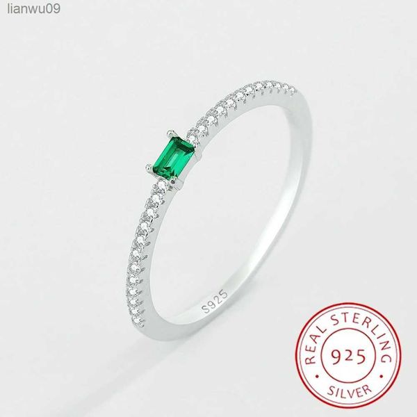

2022 new classic rectangular emerald ring for women single row of diamonds genuine sterling silver valentine's day gift jewelry l230704, Golden;silver