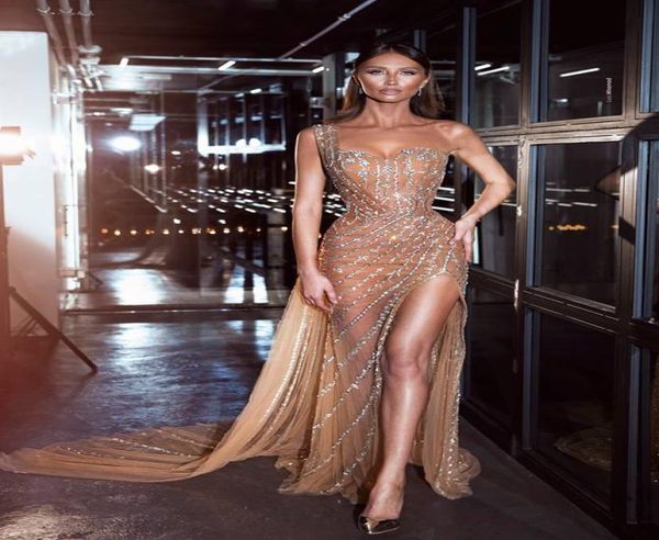 

2019 sheer tulle formal dresses evening gown zuhair murad elegant evening dresses long full beading split size special occasi9142557, Black;red