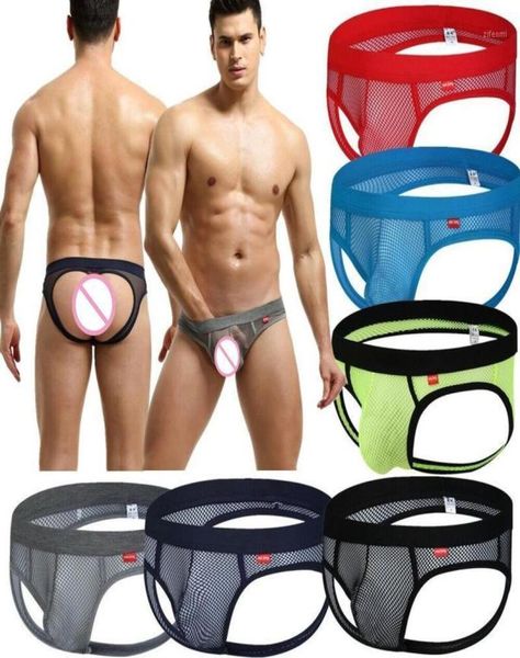 

136pcs mesh holes gay underwear men039s bikini briefs jockstraps pouch man panties thongs backless underpants exotic sho5367168, Black;white