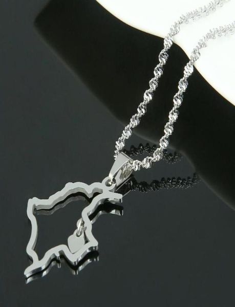 

stainless steel colombia map pendant necklace trendy map of colombian heart chain jewelry1998247, Silver