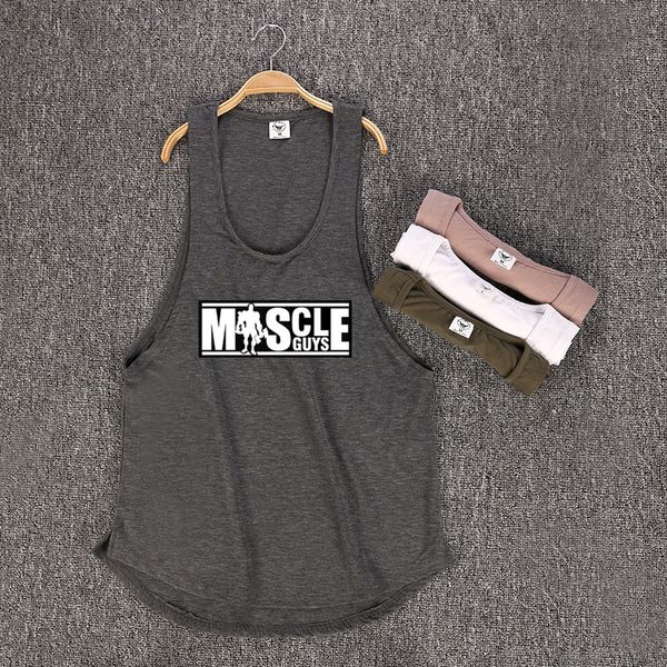 

mens tank muscleguys brand bodybuilding sleeveless shirt gyms low cut vest muscle fitness stringer sportwear undershirt 230713, White;black