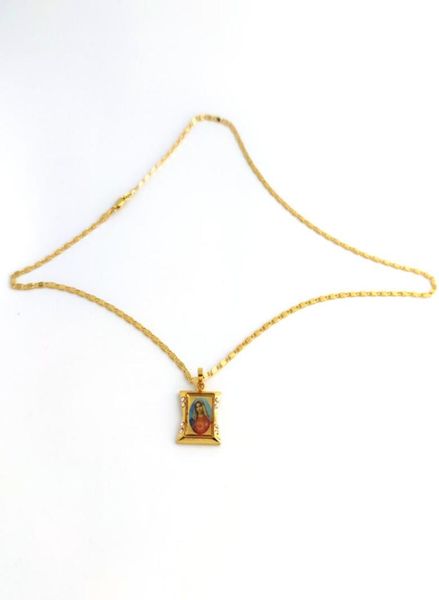 

loyal holy pendant mother 18 k yellow solid gold gf cz lady mary goddess icon fine necklace chain 600mm 24 inch4778881, Silver