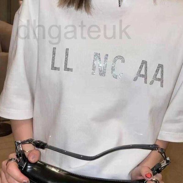 

women's t-shirt designer new high end paris brand womens t shirt luxury cotton large harajuku round neck rhinestone mens t 3xl 4xl derz, White