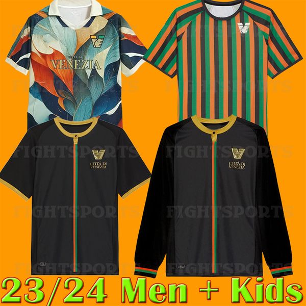 

23 24 new special pre-match venezia fc soccer jerseys long sleeves shirts stripe gold short sleeve tee 2022 2023 football shirts adukt kids, Black;yellow