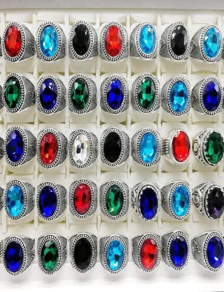 

new 30 pieceslot mix style crystal band ring antique silver acrylic jewelry fit women039s men gifts4892343