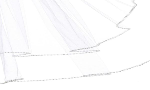 

selling real picture two layer rhinestones edge wedding veils white ivory pink champagne meidingqianna fingertip length a1524755, Black