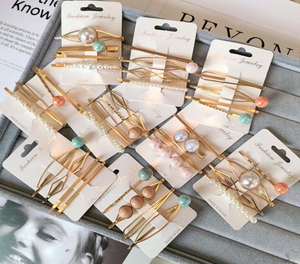 

new arrvial korea fashion metal hairpins pearl colorful beads hair clips hairstyle design accessories hair styling tool 15pair60p9920470, Slivery;white