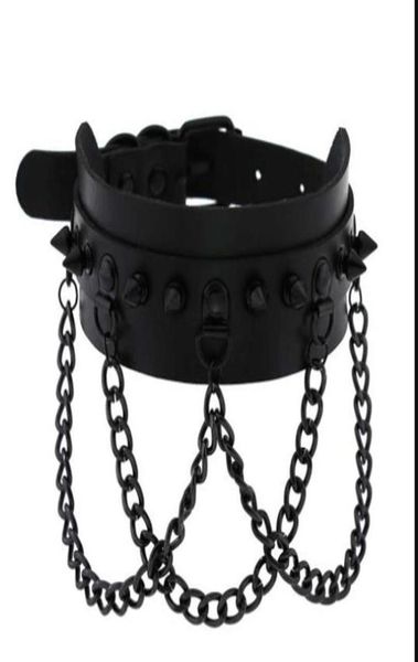 

spike choker collar necklace metal chain fashion black leather chokers harajuku jewelry1282856, Silver