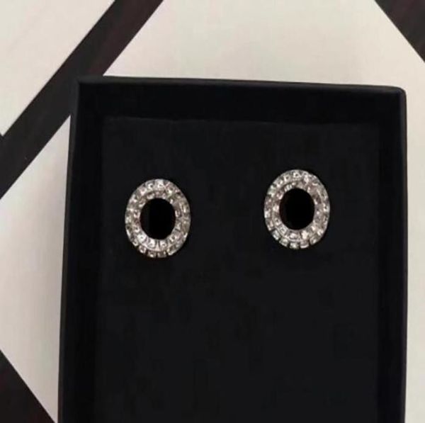 

fashion diamond stud earrings aretes for lady women party wedding lovers gift engagement jewelry for bride with box nrj7582972, Golden;silver