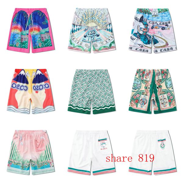 

men's shorts thin fabric casablanca shorts hawaiian summer shortpant men women casual tenns club beach style breeches 230713, White;black