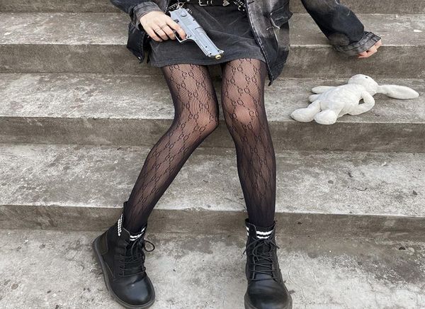 

letter silk stockings autumn g word silk stockings net red ins trend black lace pantyhose spring autumn women039s long tube net6593154, Pink;yellow