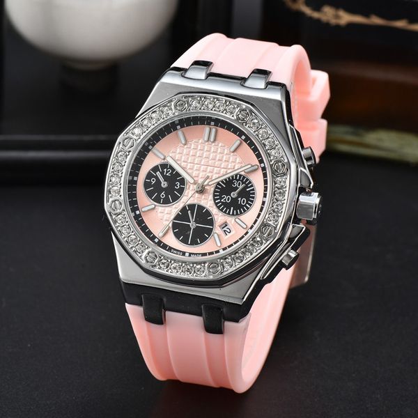 

wristwatches for women 2023 new womens watches three stitches quartz watch luxury brand designer diamond clock rubber belt fashion aude mont, Slivery;brown
