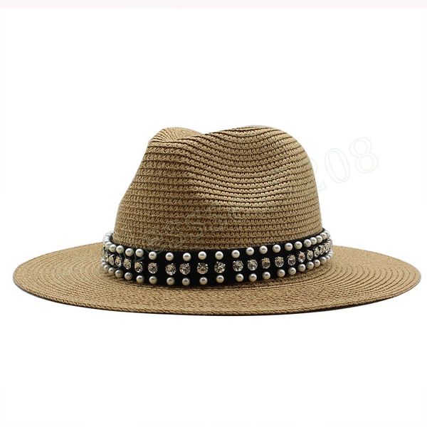 

summer straw hat for men women sun beach hat men jazz panama hats fedora wide brim sun protection cap with leather belt, Blue;gray